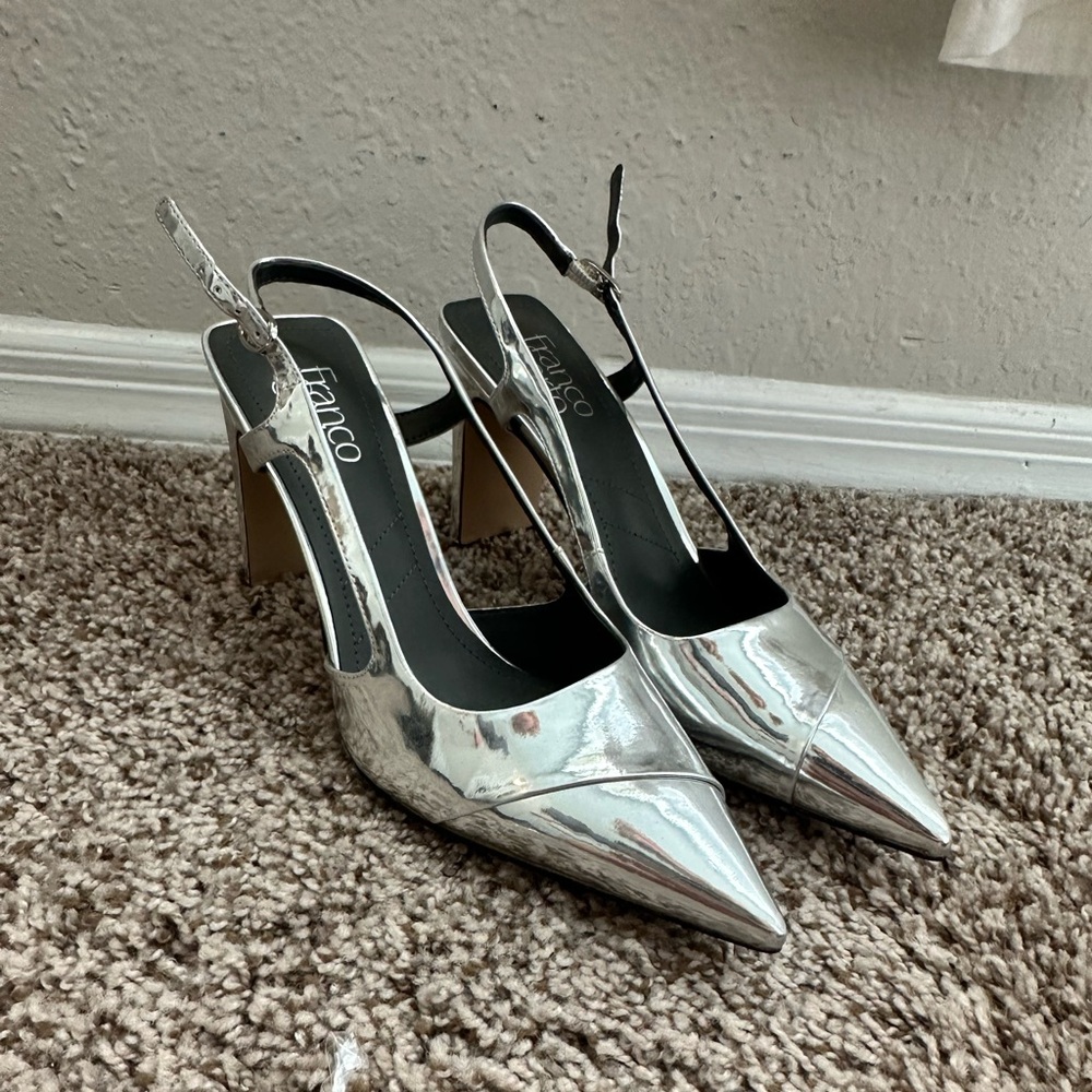 NEW franco sarto silver heels